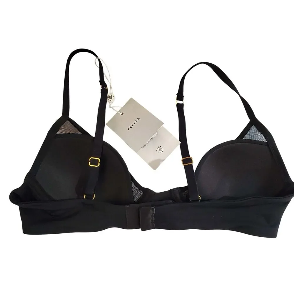 Pepper All You Classic Bra 32A Black Underwire Adj Straps NWT New with tags